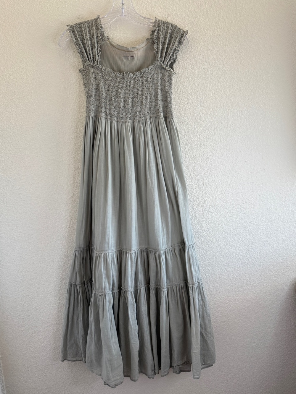 Hard Tail Sage Green Smocked Tiered Maxi Dress